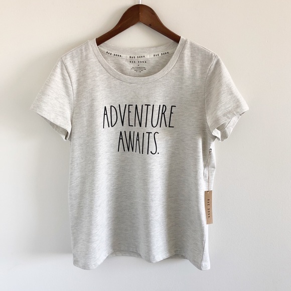 Rae Dunn Tops - NWT Rae Dunn Gray Adventure Awaits Tee Med